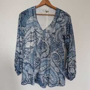 Show Me Your MuMu Blue Paisley Blouse